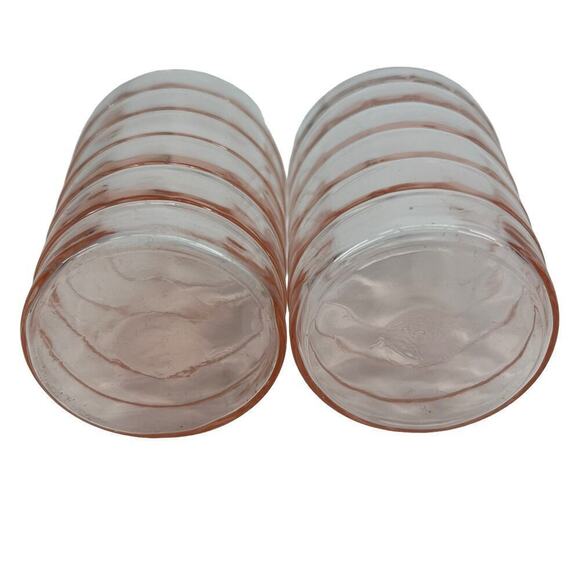 Vintage Anchor Hocking Block Optic Tumbler Glasses Pink Depression Glass - Picture 7 of 7